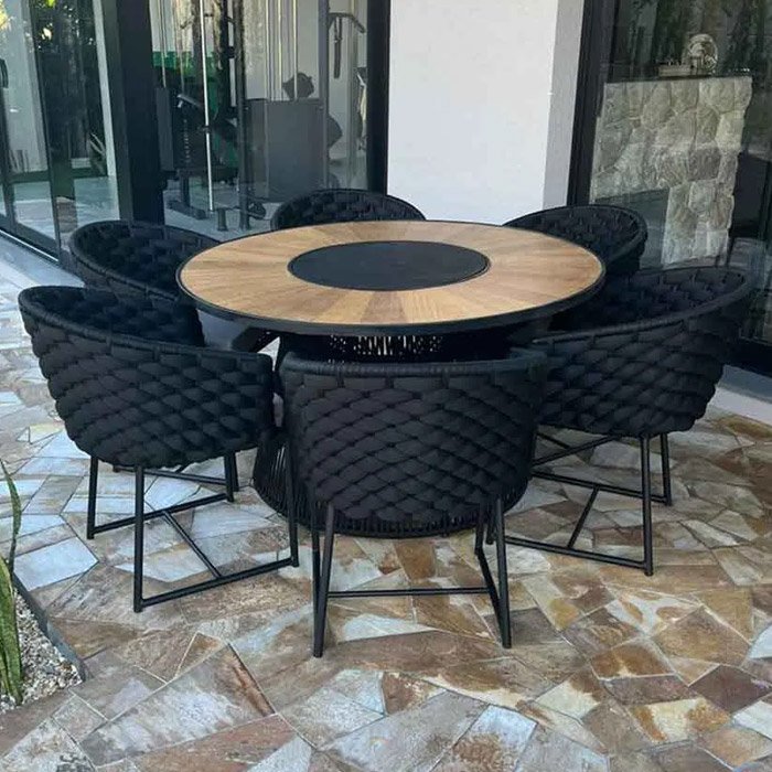 Mesa com 6 cadeiras tricô nautico